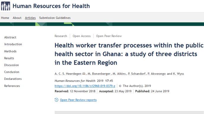 Health worker transfer processes within the public health sector in Ghana Image of the title of the paper