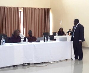 The Director of the Quality Management Unit, Dr Likaka, make his opening remarks during MSI workshop 1